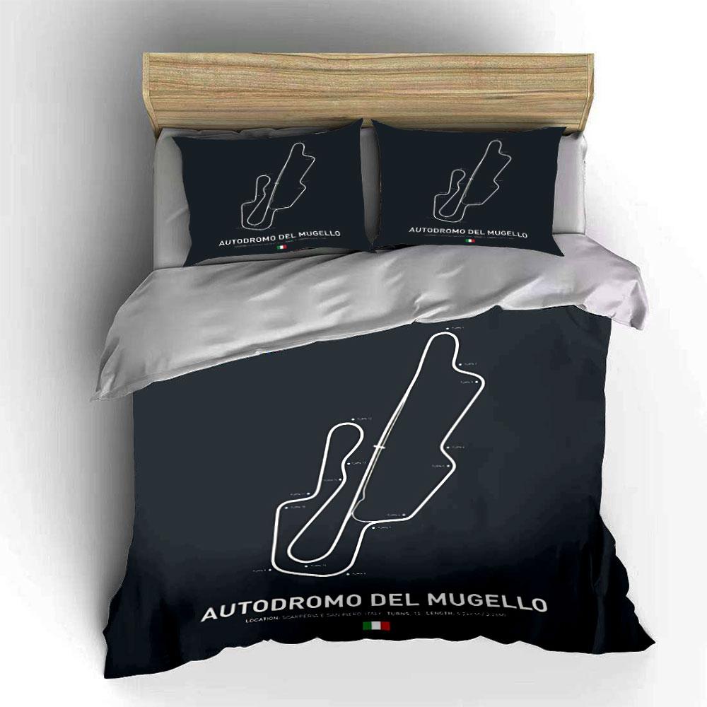 Mugello Track Map Art Bedding Duvet Cover Set Duvet Cover Pillowcases (1*Duvet Cover 2*Pillowcases, without duvet insert)