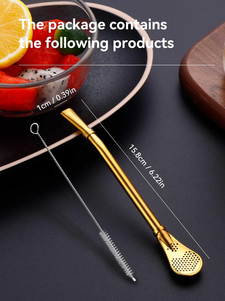 18/8 Colorful Stainless Steel Tea Drinking Straws Spoon Tea Filter Reusable Bombilla Gourd Tea Tools Bar Accessories