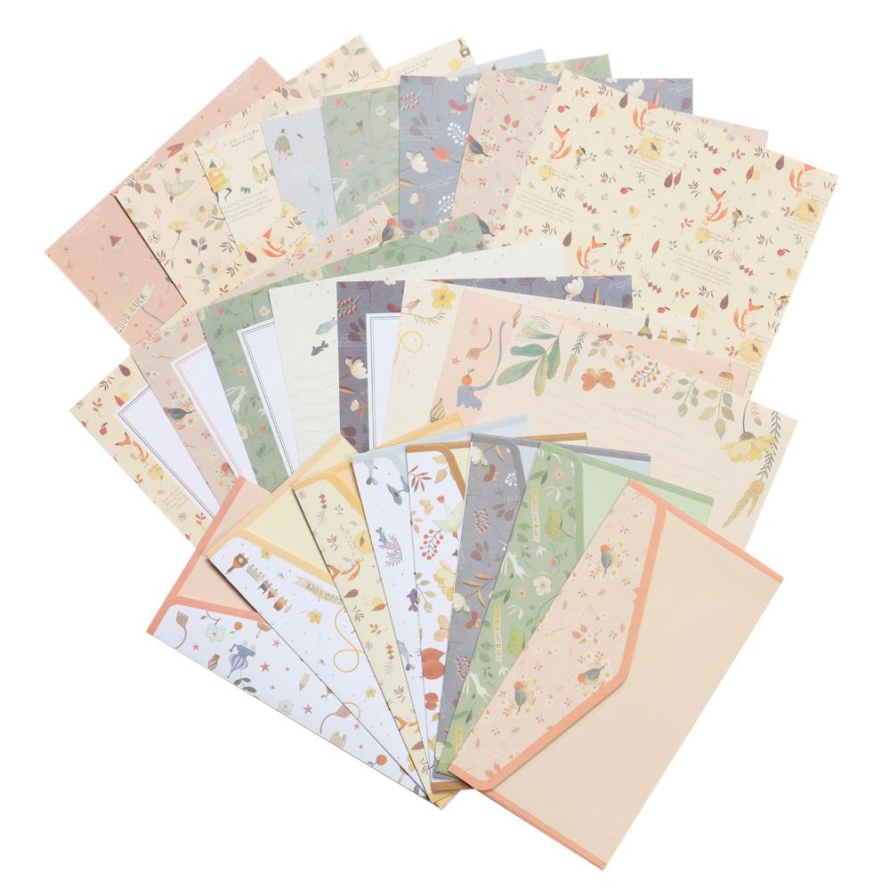 Цветочная печать с конвертами 24 шт. 8 различных дизайнов, канцелярская бумага для писем, бумага для письма 48 шт.