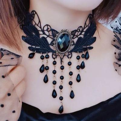 Черная ключичная цепочка Сексуальные ювелирные аксессуары Модное кружевное колье Подарок