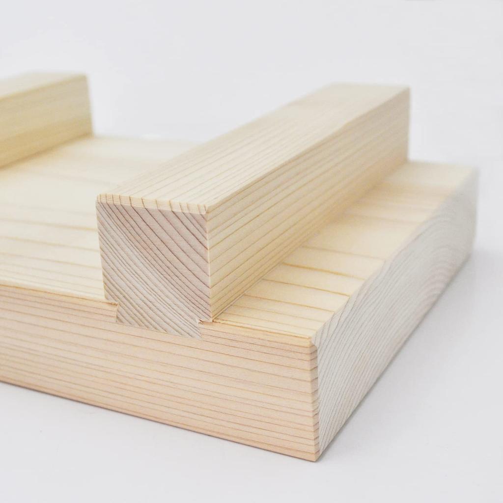 Ichihara Woodworking Sushi Serving Thick Hinoki Plank 21cm Wide X 14cm Deep X Made In Japan "Kufujin" Stand, Wood, Grain, 5.5cm High,