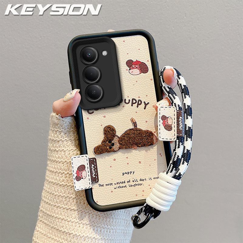 KEYSION Мультяшный милый плюшевый чехол с вышивкой для Xiaomi POCO M8s 5G с ремешком Мягкий силиконовый противоударный чехол для телефона для POCO M8S 5G