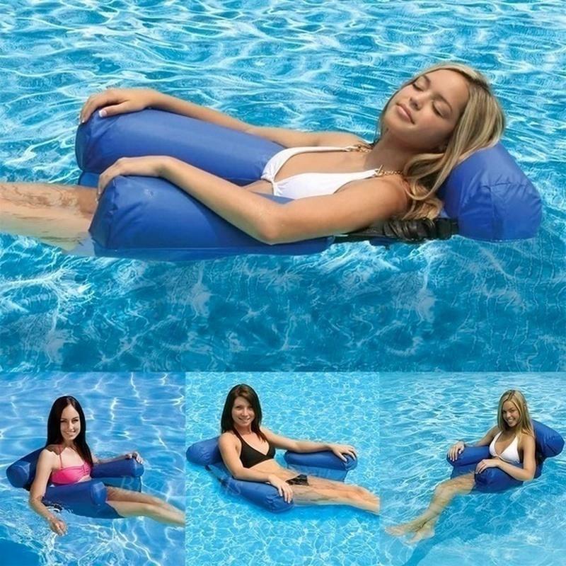 Летний надувной складной плавающий ряд для бассейна, водный гамак, надувные матрасы, кровать, пляжный водный спорт, шезлонг, кресло, сидения