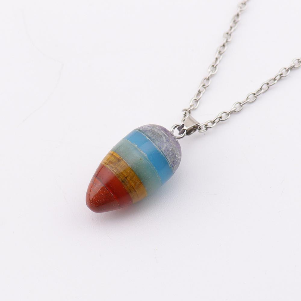 Семицветный натуральный кристаллический камень, подвеска, ожерелье N772