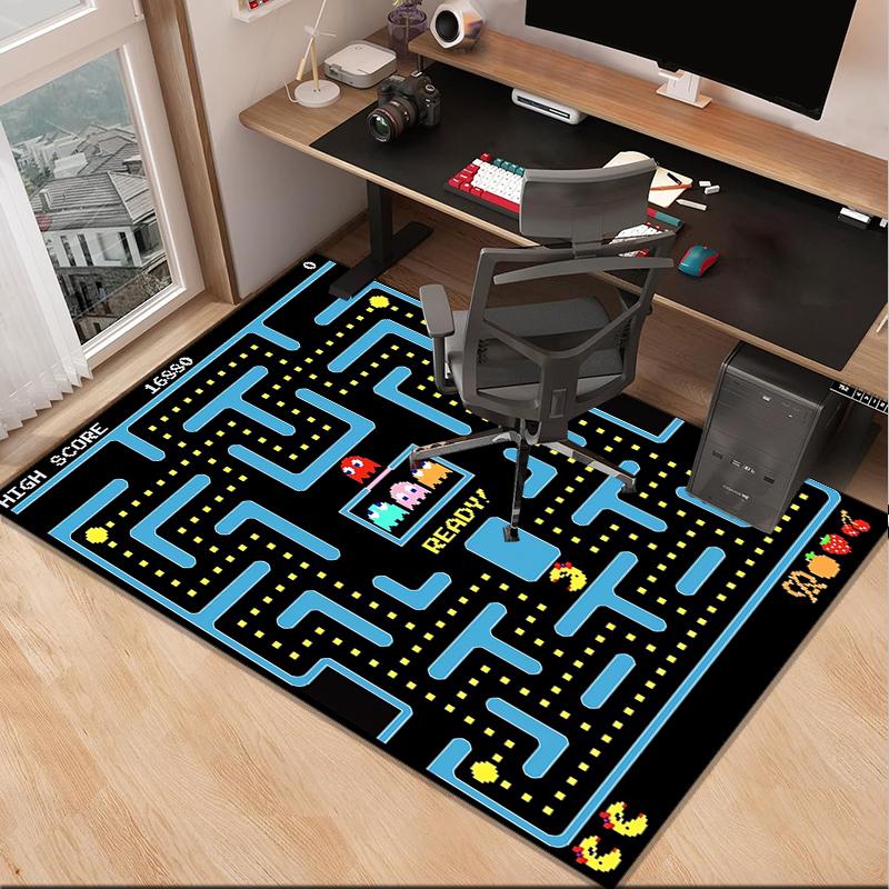 Pac game Adventure Office Rug Chair Mat, Game Carpet, Suitable for Front Door, Bedroom, Living Room, Desk, Holiday Gift