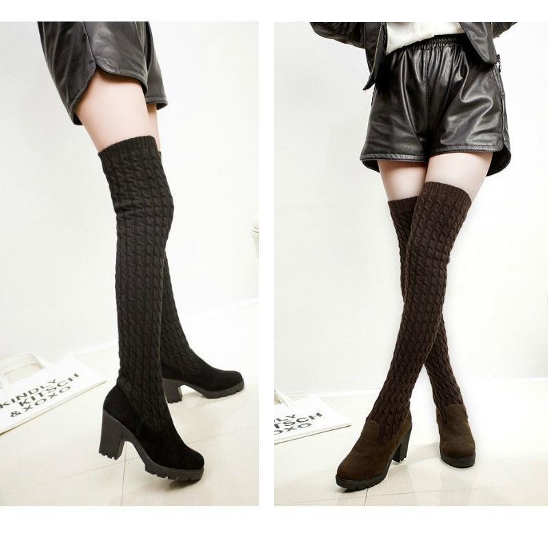 Women Autumn Winter Boots Over The Knee High Middle Heel.