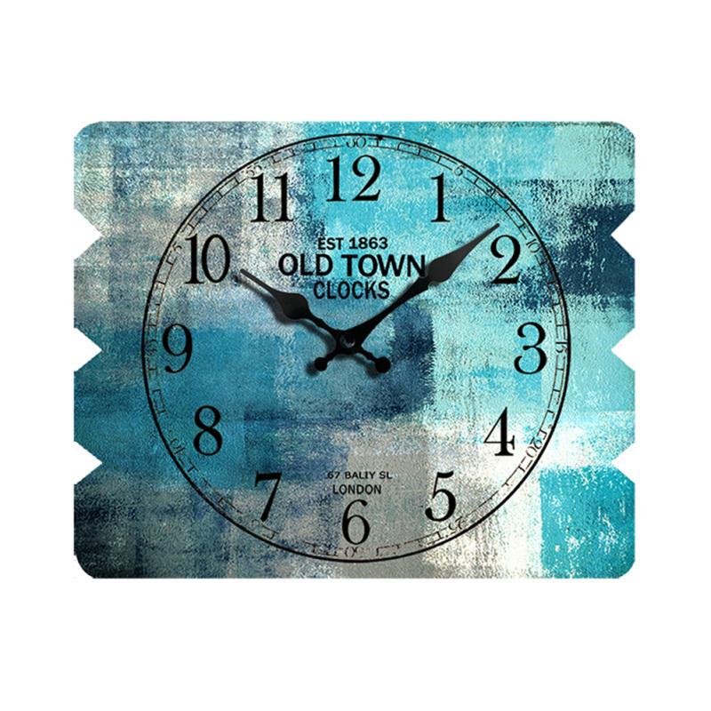 Rectangular Wooden Wall Clock Silent Non-ticking For Home Kitchen Living Room Bedroom Office Decor