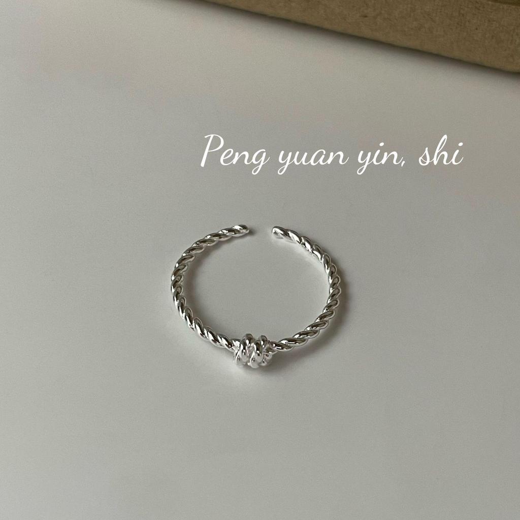 Серебряное кольцо Su Chuang S925 с регулируемым узлом для женщин - Простое, штабелируемое, в стиле Ins