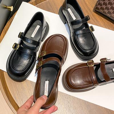 Весенне-осенние туфли-дуду коричневые ретро маленькие кожаные туфли женские супермягкие повседневные туфли