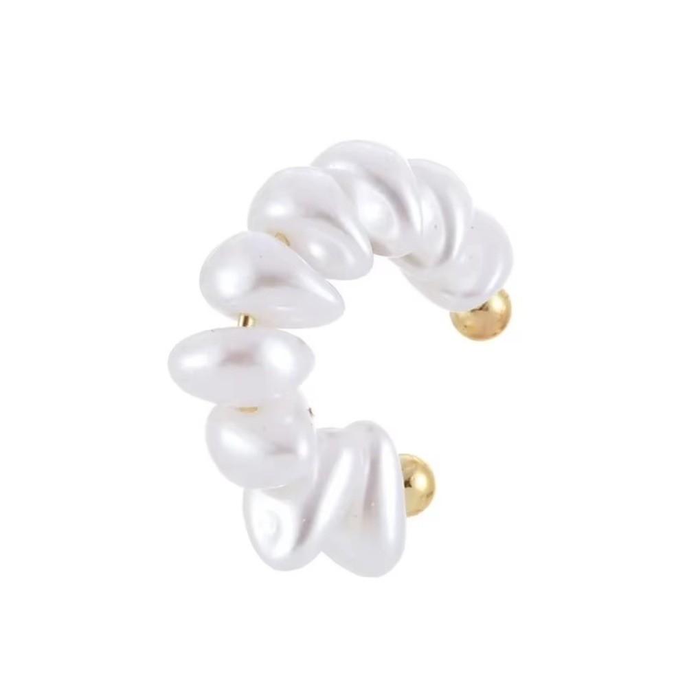Golded C-shaped Ear Clip Imitation Pearl Gold Jewelry Elegant C Shape Ear Cuff  Jewelry