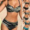 1 Set Swimsuit Split Type Push Up High-Waist Chest Padded No