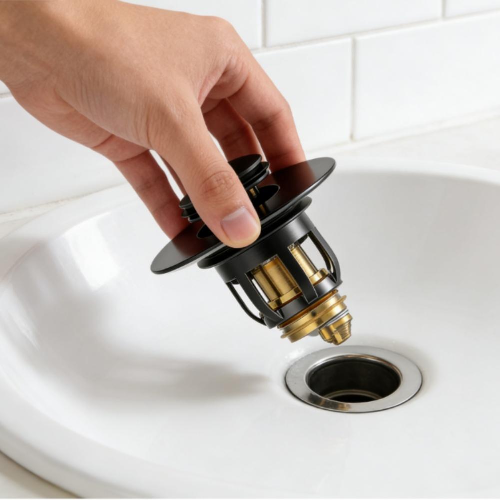 1pc Drain Strainer Filter Basin Pop-up Chrome Sink Filter With Hair Catcher Bathroom Sink Drain Stopper Easy Push Type