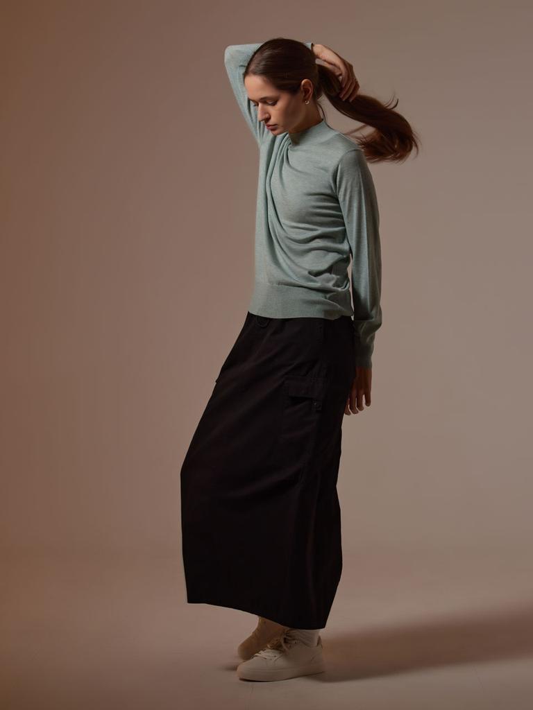 AYIHOLIC CASHMERE Mock Neck Merino Wool Knit