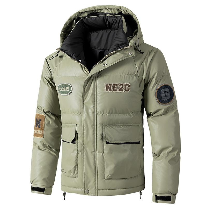 Зимняя хлопковая куртка с капюшоном, Мужская кожаная хлопковая куртка, Утепленная теплая хлопковая куртка, Модная хлопковая куртка