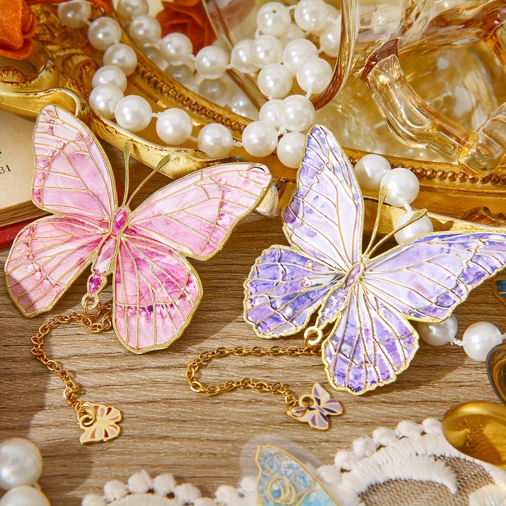 One Piece of Stylish Metal Bookmarks Featuring A Vintage Butterfly Design, Complete with A Chain and An Elegant Tassel Pendant