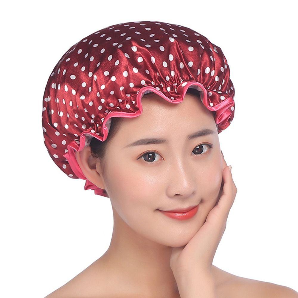 Дизайн с двойным слоем Водонепроницаемые шапочки для душа Дышащая сушка волос Креативная шапочка для ванной
