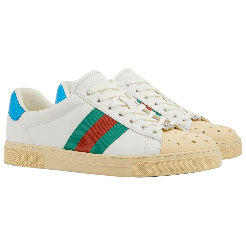 Gucci ACE Кожаные низкие кеды для скейтборда Мужские Белые 795784 AADQS 9073