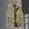 Four Seasons Middle-aged and Elderly Men's Vest Thin Dad Sleeveless Stand-up Collar Multi-Pocket Quick-Drying Vest Large Size Vest