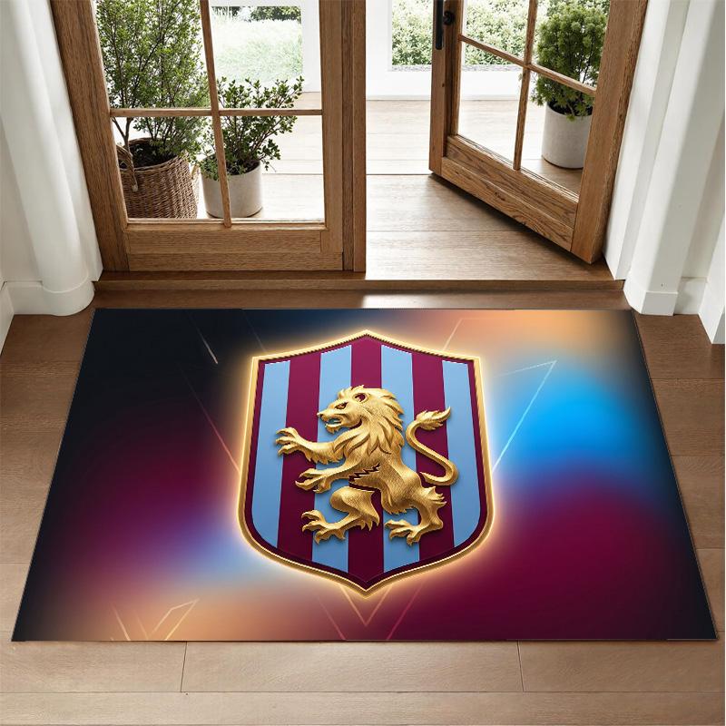 Aston Villa Football Design Crystal Velvet Rug Soft Decorative Mat for Bedroom Entrance