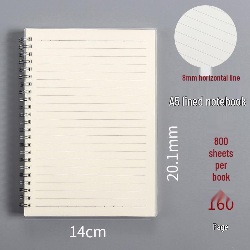Minimalist PP Coil Notebook Set: A5 Lined, B5 Grid, Elastic Band, Thick Pages, Blank for Students