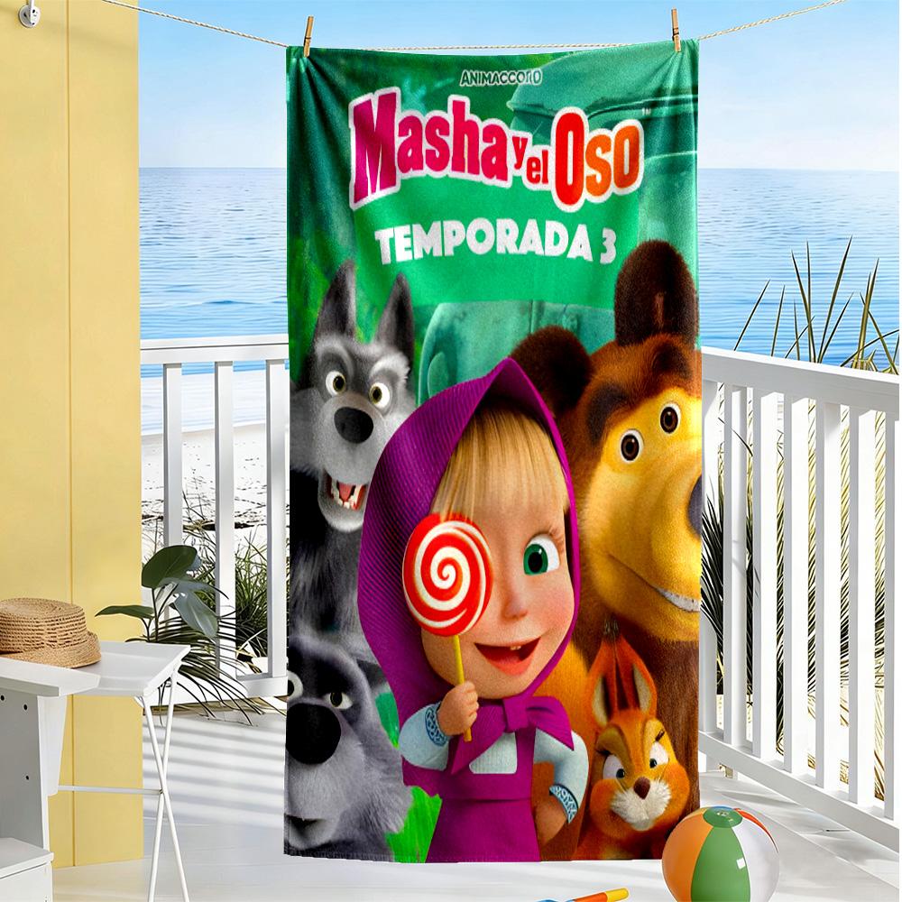 Masha And Bear Adventure Beach Towel Soft Durable Quick-Dry Comfortable Lightweight