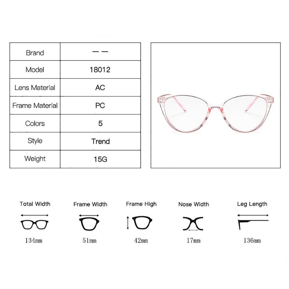 Plastic Anti Blue Light Women Men Optical Glasses Cat Eye Spectacles Blocking Glasses Eyewear