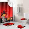 Halloween Shower Curtain Floor Mat Combination Four-Piece Set Bathroom Toilet Carpet Shower Room Foot Mat