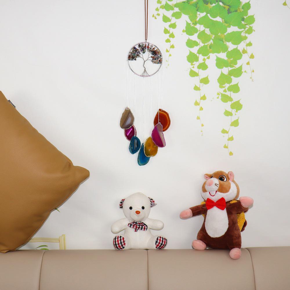 Агатовая пластина 'Древо Жизни' Кристальный Кулон - Ручная Работа T137