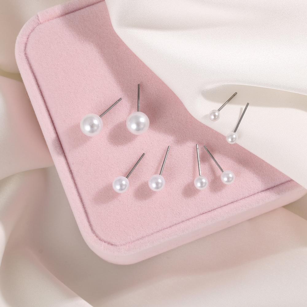 Round Shape Round Ball Earrings 4mm 5mm 6mm 8mm 10mm 12mm Ear Stud New Pearl Earrings Women