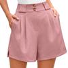 Women's Fashion Solid Color Pants Pocket  High Waisted  Shorts