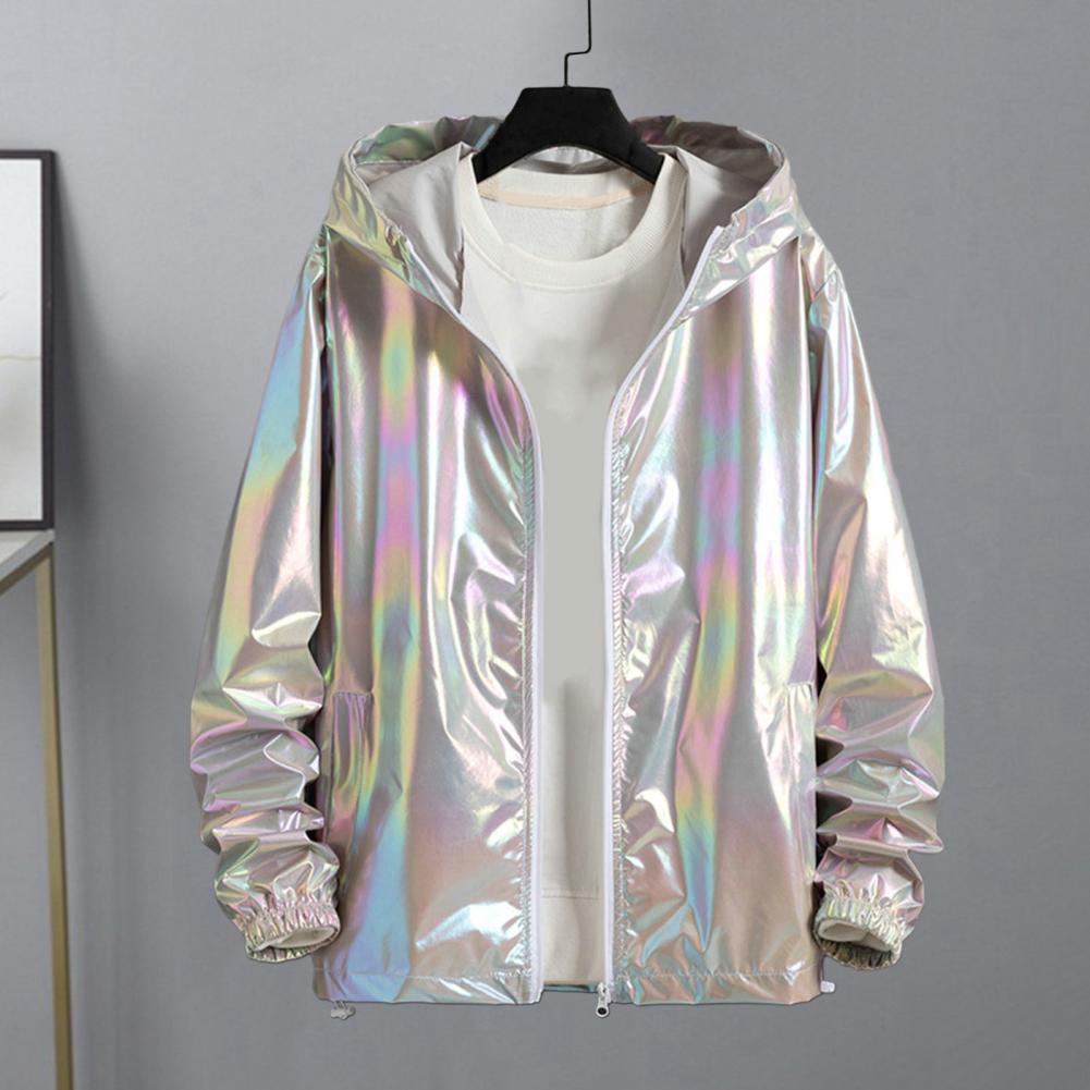 Черная серебристая куртка Shinny, мужская куртка-бомбер, корейская хип-хоп-куртка, тонкие мужские куртки и пальто, уличная одежда, пальто с капюшоном