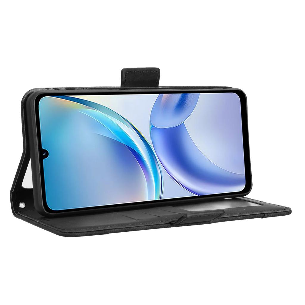 Кожаный чехол-книжка для ZTE Blade A36 с несколькими отделениями для карт