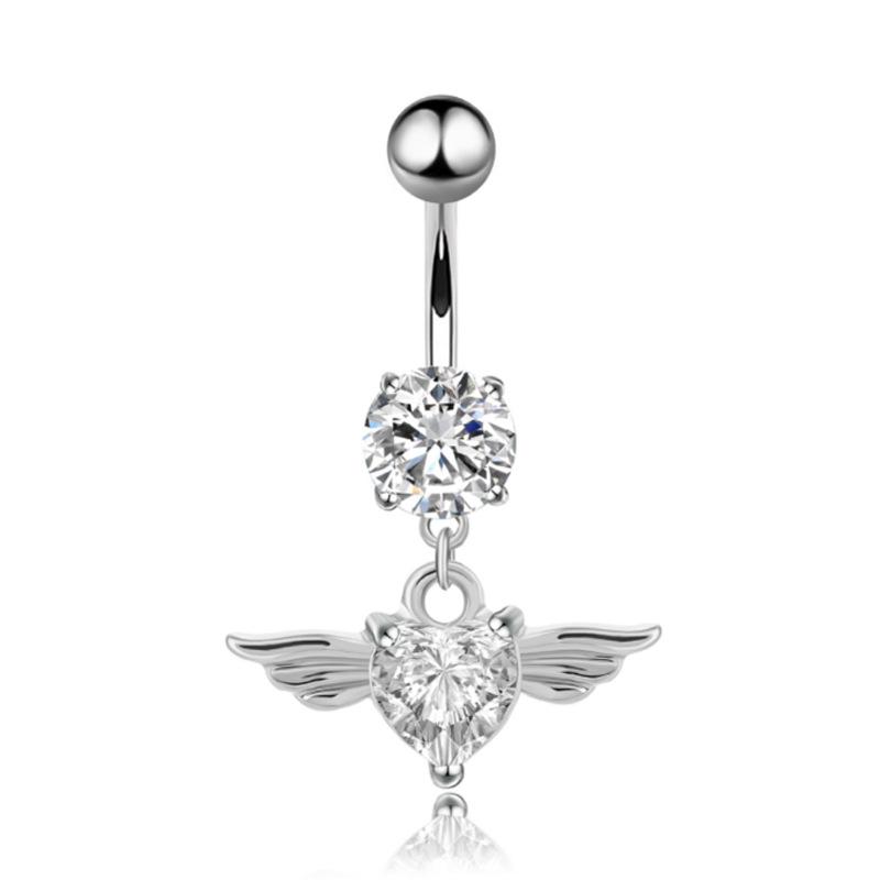 Новые Крылья Ангела Крыло Шиши Пупок Кольцо Инкрустация Алмазом Любовь-Форма Крепления Пупка Ювелирные Изделия Убийства