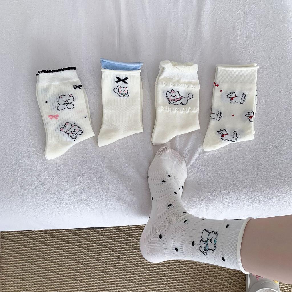 Korean Cute Mid-Leg Socks Versatile Casual Socks Cotton Cute Cartoon Pile Socks