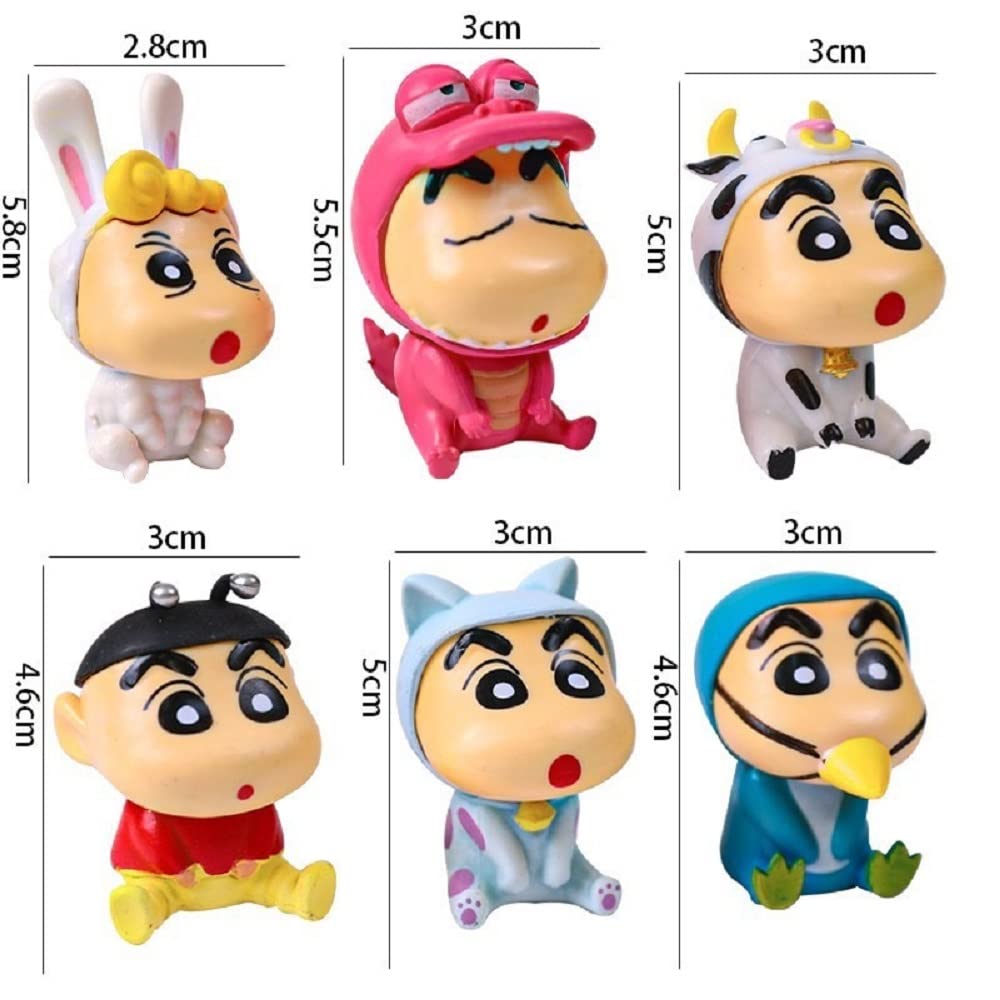Denyeet Decoration Animation Crayon Cute Center Console Doll Figure Crayon 6 Piece Set Crayon Car Interior Accessories Shin-chan Shin-chan Shin-chan