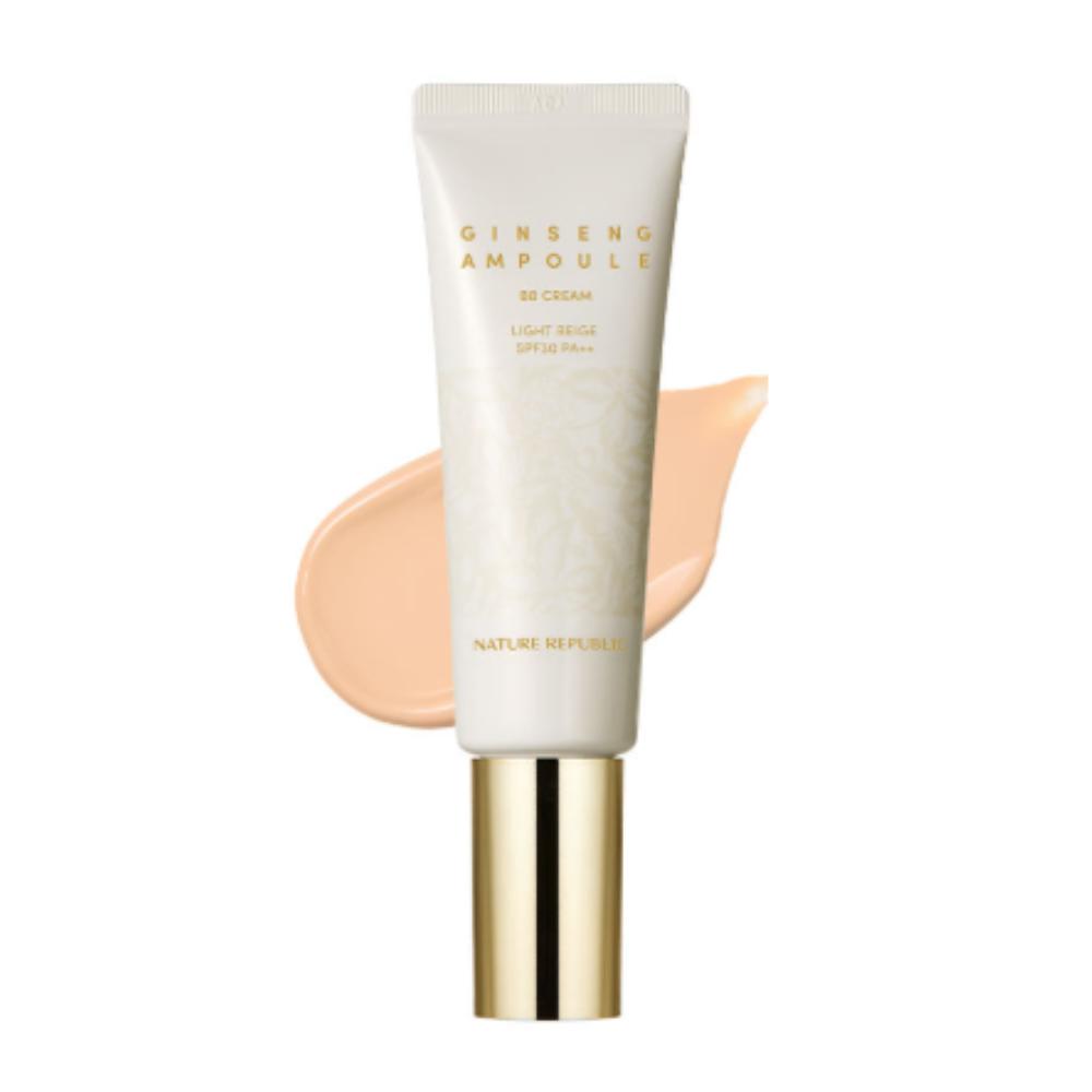 Nature Republic BB-крем с женьшенем в ампуле (50мл): BB-крем с высокой степенью покрытия и питанием женьшенем для упругого, сияющего цвета лица