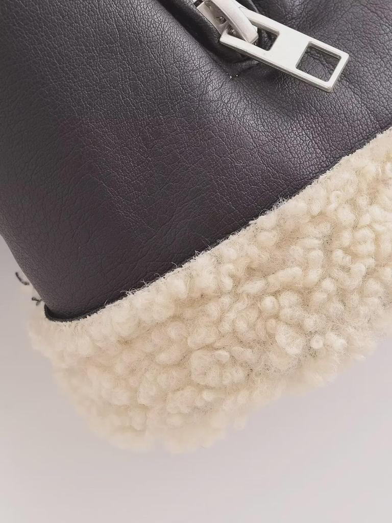 2024 Осень/Зима Женское Модное Короткое Меховое Пальто с Отворотом и Молнией