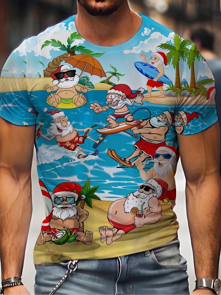 2026 Рождественская футболка с 3D-принтом, футболка с мультяшным графическим рисунком для мужчин, футболка с графикой оленя и конфет, подарки, футболка оверсайз