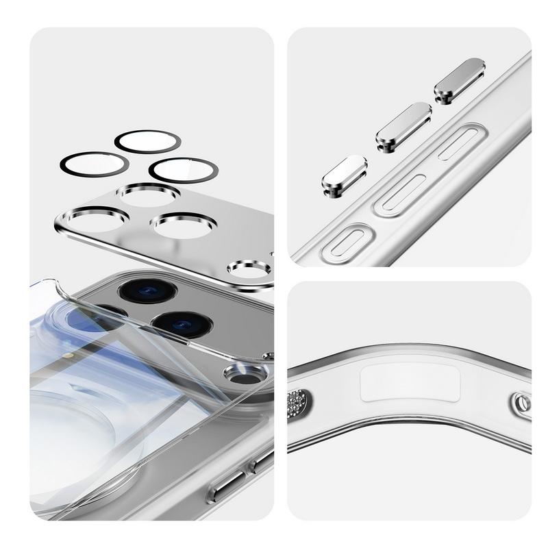 Магнитный чехол-подставка с кольцом для iPhone 17 Pro Max 16 15 14 13 12 Pro Max, роскошный защитный чехол с пленкой для защиты объектива, гибридный TPU+PC, прозрачная задняя панель, чехол-держатель для телефона