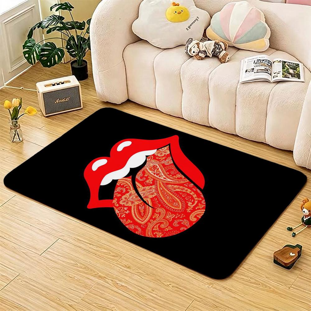The Rolling Stones Logo Area Rug Faux Wool Rug Ultra Soft Mat Bathroom Rug Stain Resistant