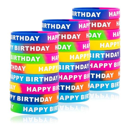 12 шт. Унисекс Силиконовые Браслеты С Принтом Букв Эластичные Цветные Легкие С Днем Рождения
