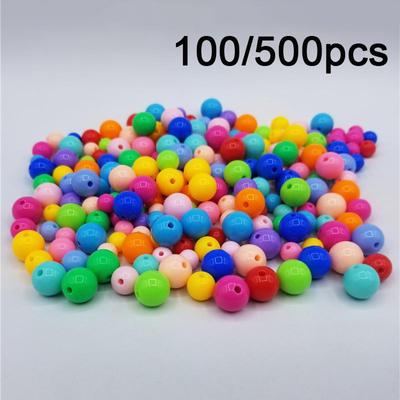 8 мм 100/500 шт. Сплошные акриловые пластиковые ремесленные бусины Прямое отверстие Конфетные цвета для детского DIY изготовления ювелирных изделий Ремесленные аксессуары