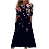 Women's Summer Casual Printed V-Neck Short-Sleeve Swing Dress