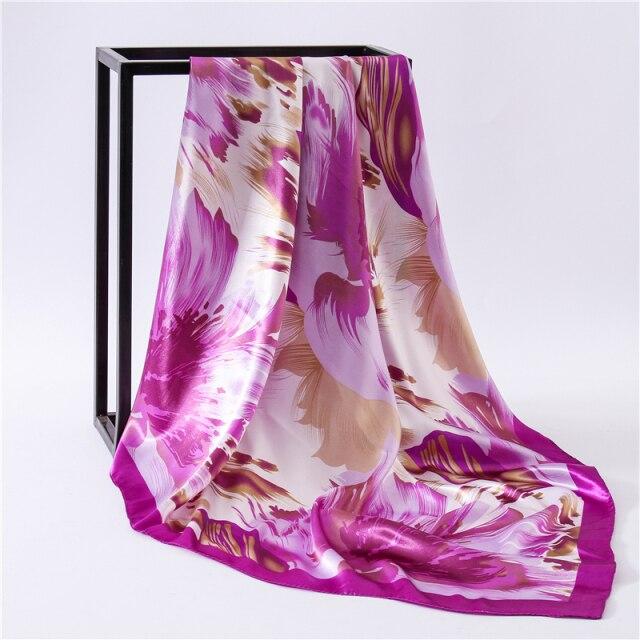 Новый шелковый шарф с принтом, большой хиджаб, модный женский квадратный шарф, повязка на голову для женщин, бандана, женский головной платок, новинка лета