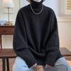Мужской черный свитер с высоким воротом — повседневный, свободный, универсальный, тяжелый трендовый трикотажный топ с оленьим мехом, гонконгский стиль, идеально подходит для осени/зимы