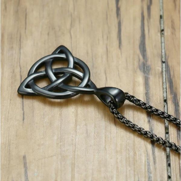 Модное мужское черное кельтское ирландское ожерелье с подвеской Triquetra Trinity Knot, ювелирные изделия