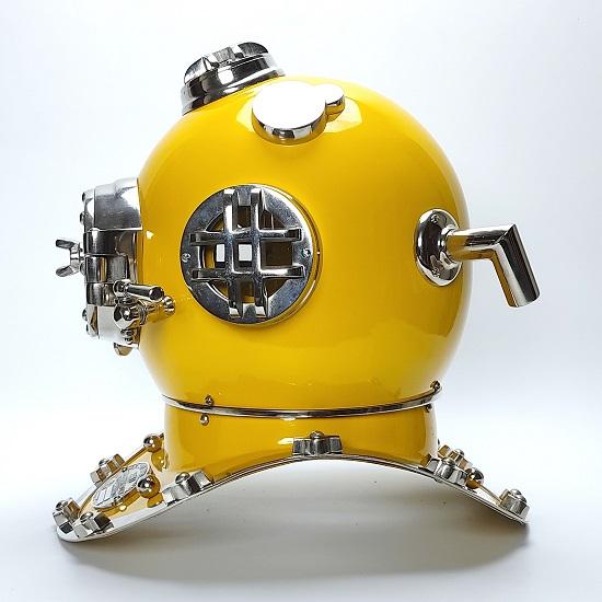 Морской шлем для подводного плавания с аквалангом | Шлемы для подводного плавания премиум-класса цвета желтого кобальта с декоративным кораблём |