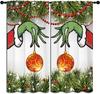 Christmas Rod Pocket Blackout Curtains for Boy Girl Bedroom, Xmas Traditional Winter Fir twigs and Classical Red Balls Energy