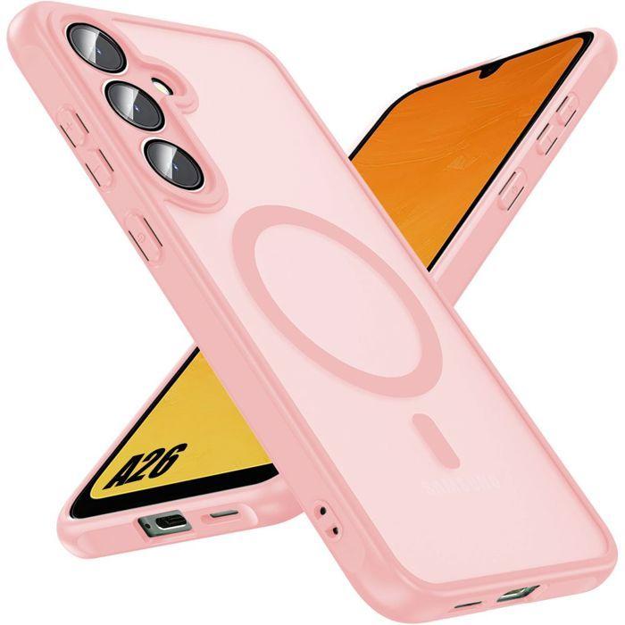 Coque de protection - BOOLING - pour Samsung Galaxy A26 5G - Translucide Rose - Anneau Magnétique - Protection Caméra