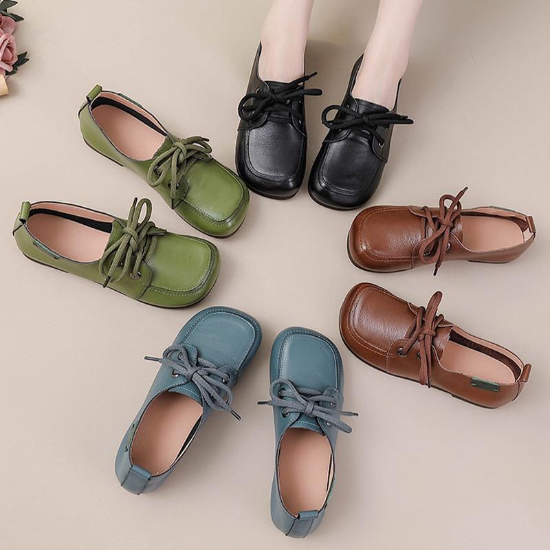 Женские туфли на шнуровке с квадратным носком из натуральной коровьей кожи, женские роскошные туфли-оксфорды, женские зеленые синие мокасины, обувь для путешествий